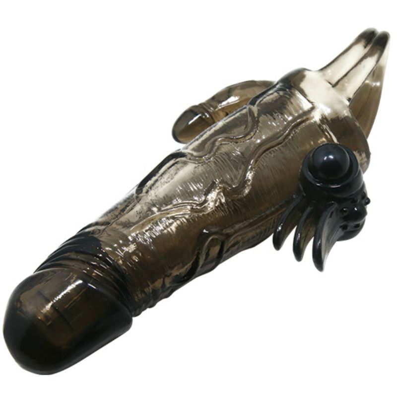 BAILE - COUVRE-PÉNIS BRAVE MAN AVEC STIMULATION CLITO ET ANAL DOUBLE BULLET NOIR 16.5 CM BAILE FOR HIM