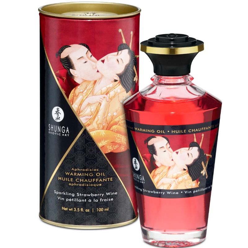 SHUNGA - HUILE DE MASSAGE EFFET CHALEUR FRAISES ET CAVA 100 ML SHUNGA OILS