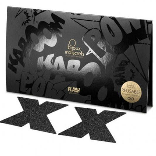 BIJOUX - INDISCRETS FLASH CROSS NIPPLE CAPS NOIR BIJOUX FLASH COLLECTION