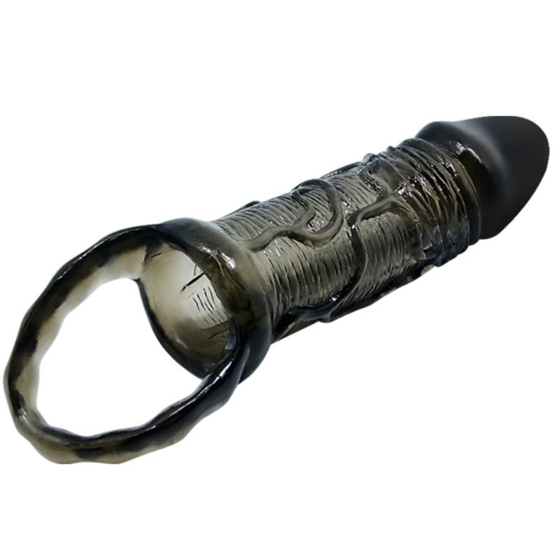 BAILE - HOUSSE DEXTENSION DE PÉNIS AVEC SANGLE POUR TESTICULES NOIR 13.5 CM BAILE FOR HIM