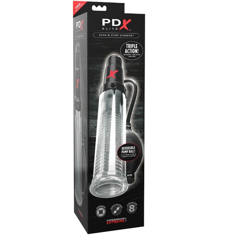 PDX ELITE - SUCK N PUMP STROKER MASTURBATEUR VIBRANT POMPE D'ASPIRATION PDX ELITE