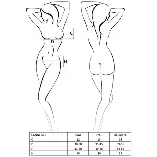 PASSION - ENSEMBLE CANNE FEMME NOIR TAILLE L/XL PASSION WOMAN SETS