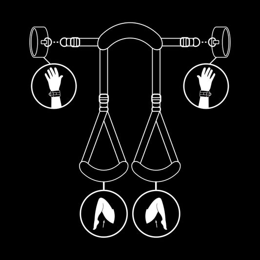 FETISH SUBMISSIVE - POSITION JAMBES OUVERTES AVEC MENOTTES DOUBLÉES EN NOPRÈNE FETISH SUBMISSIVE BONDAGE