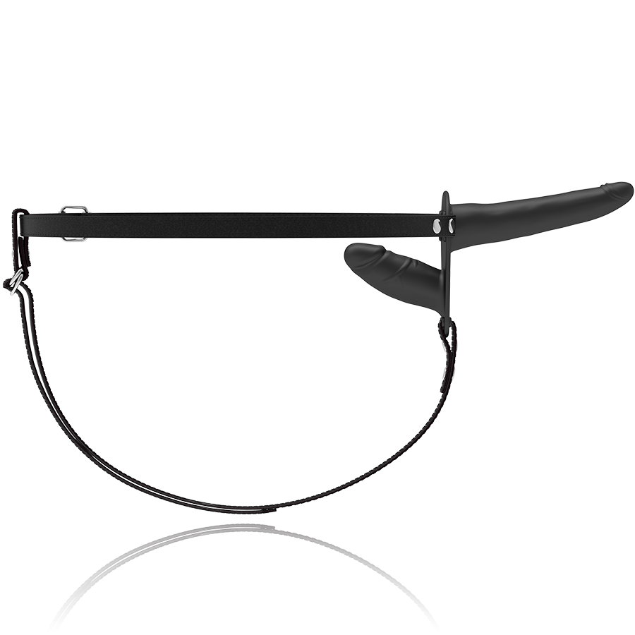 FETISH SUBMISSIVE HARNESS - VIBRATEUR NOIR DOUBLE PÉNÉTRATION FETISH SUBMISSIVE HARNESS