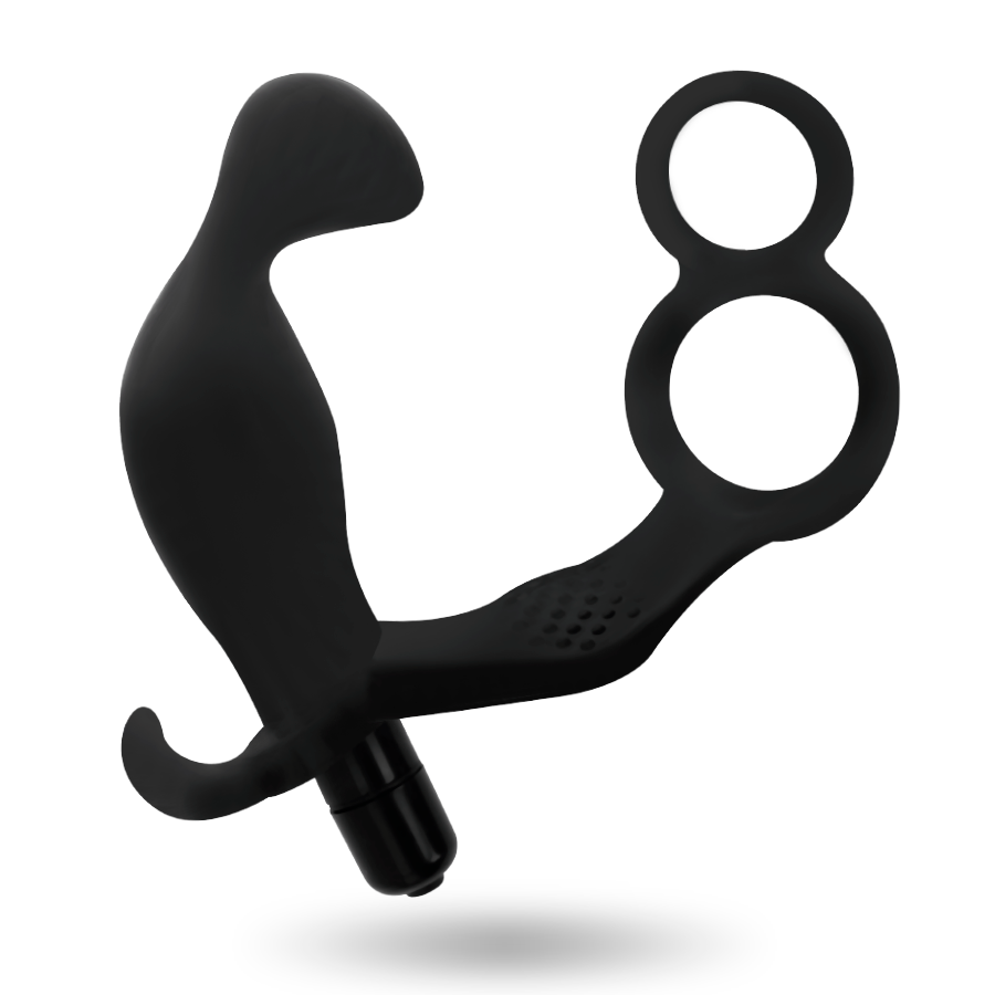 ADDICTED TOYS - PLUG ANAL AVEC DOUBLE ANNEAU PÉNIS ET TESTICULES NOIR ADDICTED TOYS