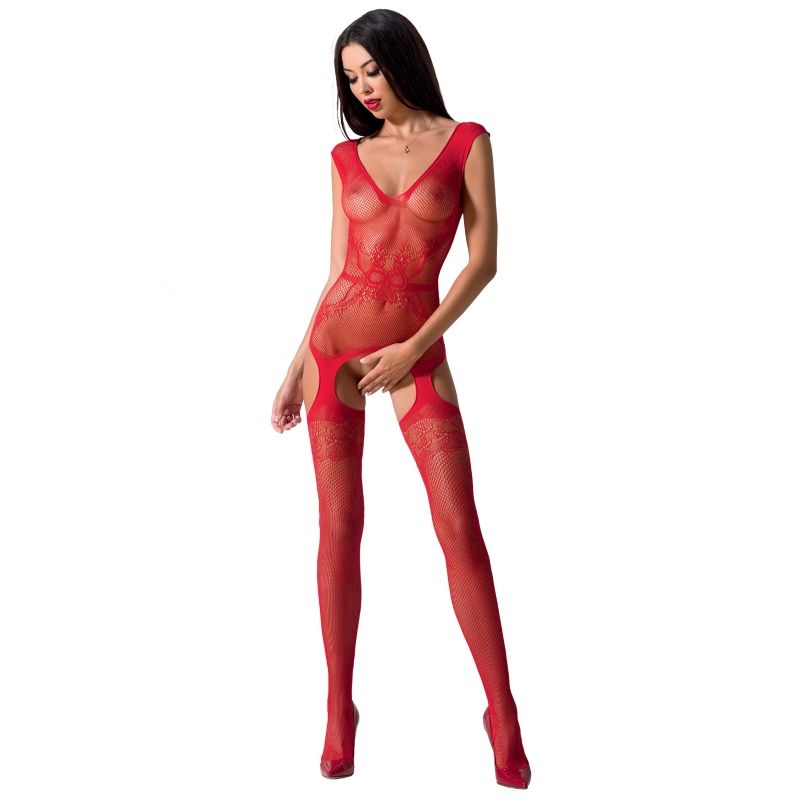 PASSION - FEMME BS062 BODYSTOCKING ROUGE TAILLE UNIQUE PASSION WOMAN