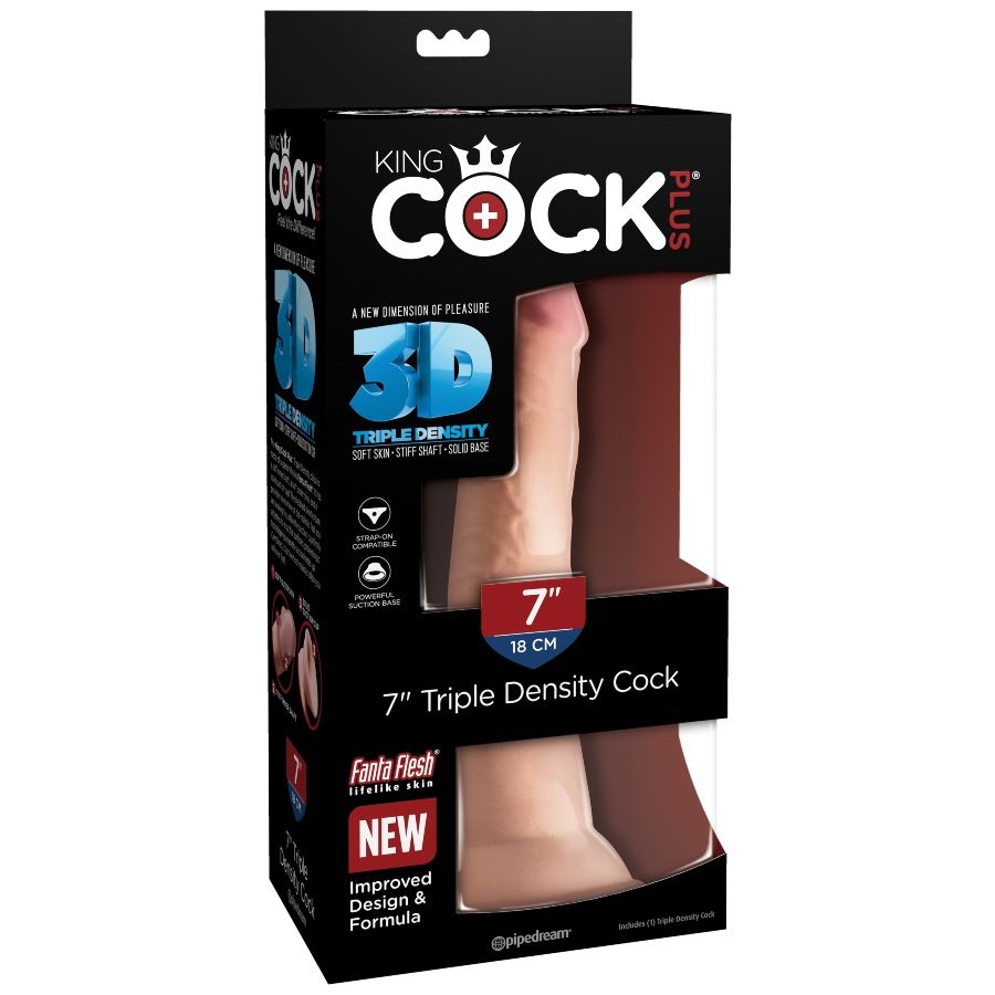 KING COCK - GODE TRIPLE DENSITÉ 18 CM KING COCK PLUS
