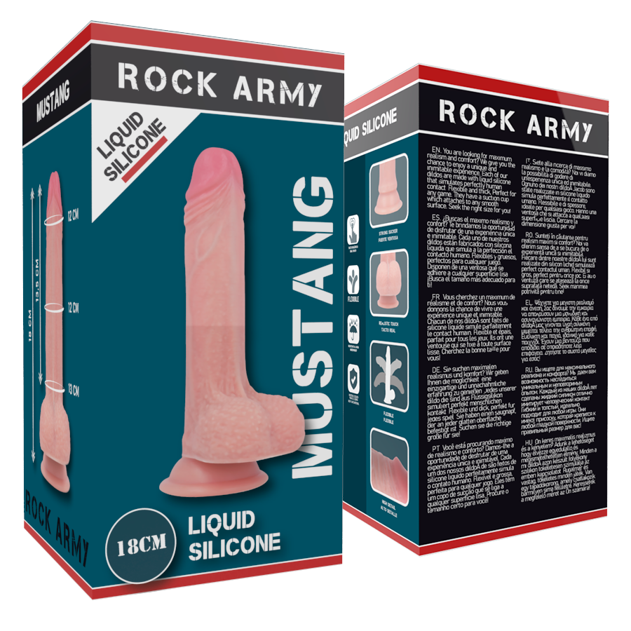 ROCKARMY - SILICONE LIQUIDE PREMIUM MUSTANG RÉALISTE 18 CM -O- 4.14 CM ROCK ARMY