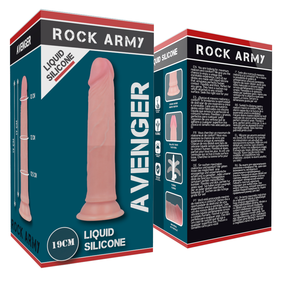 ROCKARMY - LIQUIDE SILICONE PREMIUM AVENGER REALISTIC 19 CM -O- 3.98 CM ROCK ARMY
