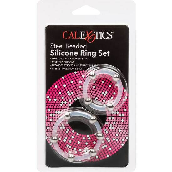 CALEXOTICS - ENSEMBLE DE BAGUES EN SILICONE PERLÉES EN ACIER CALEXOTICS