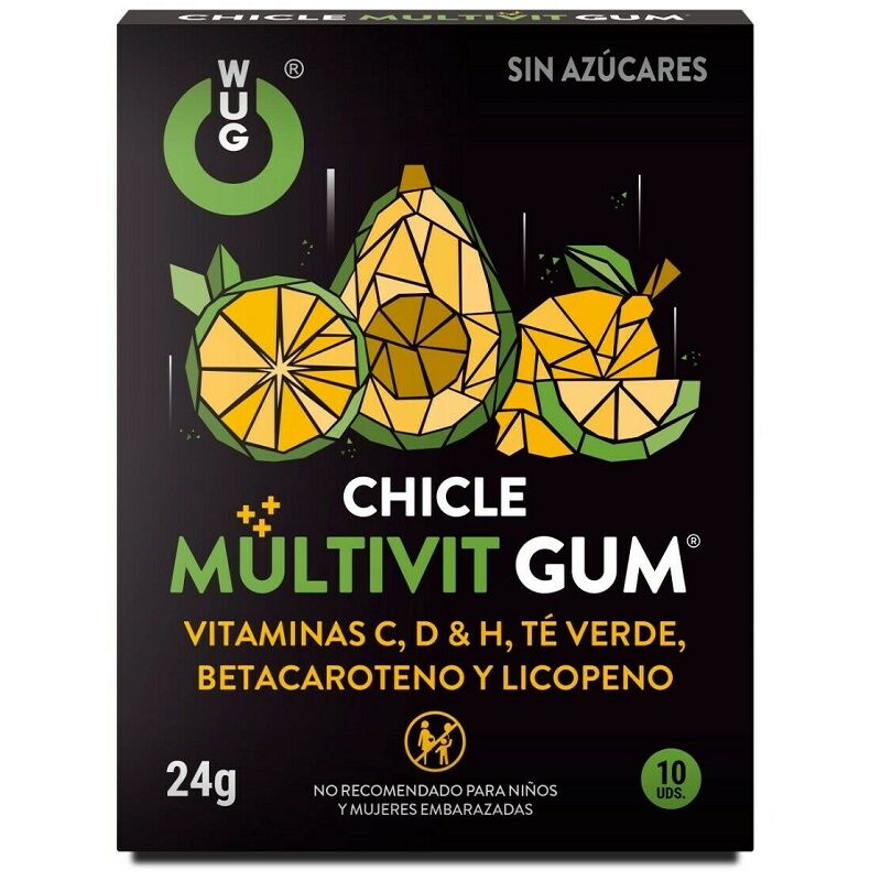 WUG GUM - MULTIVIT VITAMIN C, H, D, BETA-CAROTENE, LYCOPENE AND GREEN TEA 10 UNITS WUG GUM