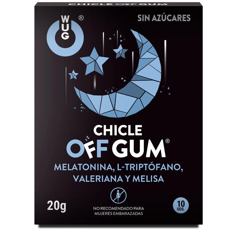 WUG GUM - OFF VALERIAN, TRYPTOPHAN, LEMON BALM AND MELATONIN 10 UNITS WUG GUM