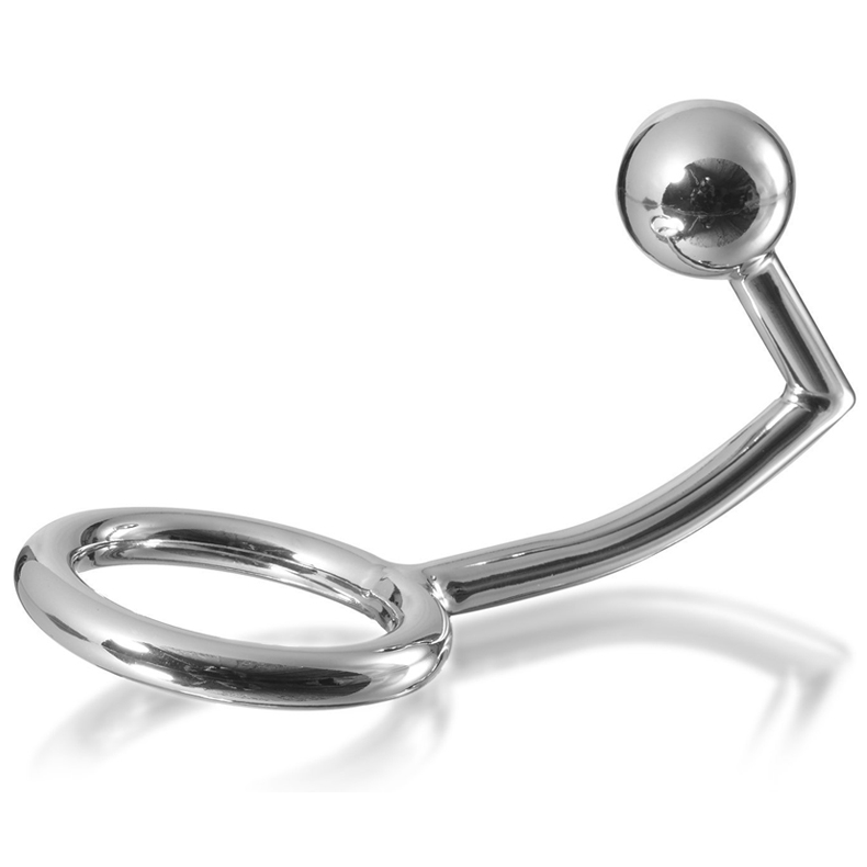 METAL HARD - ANNEAU COCK RING AVEC CROCHET INTRUS ANAL 45MM METAL HARD