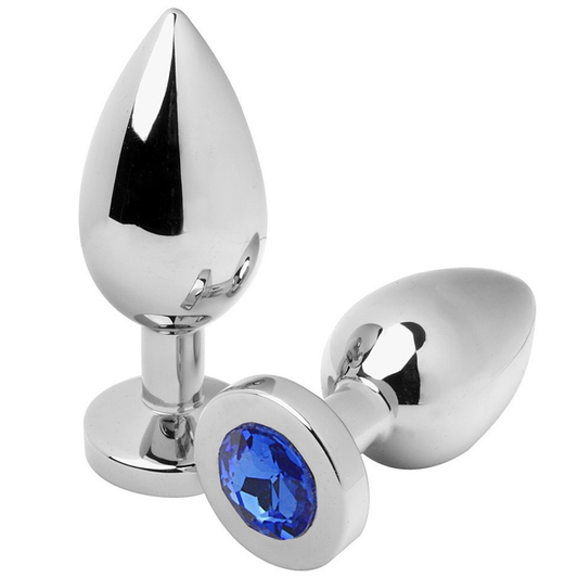 METAL HARD - PLUG ANAL BLEU DIAMANT MOYEN 7,62CM METAL HARD
