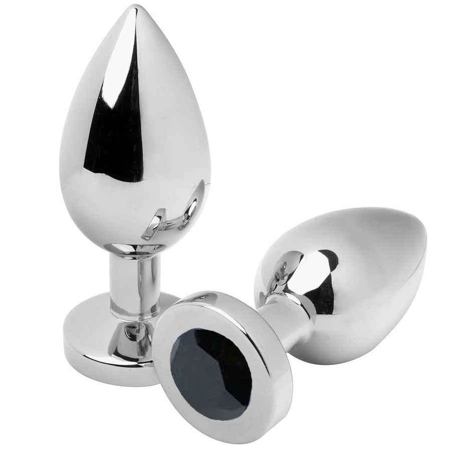 METAL HARD - PLUG ANAL DIAMANT NOIR PETIT 5.71CM METAL HARD