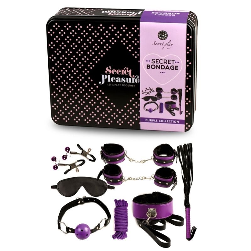 SECRETPLAY - BDSM SET 8PCS PURBLE / NOIR. SECRETPLAY 100% FETISH