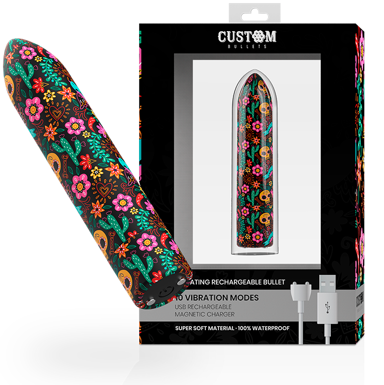 CUSTOM BULLETS - BULLETS PERSONNALISÉS RECHARGEABLE FLORAL 10 INTENSITIES CUSTOM BULLETS