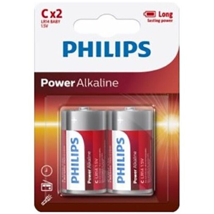 PHILIPS - PLAQUETTE PHILIPS POWER ALCALINE PILA C LR14 * 2 PHILLIPS
