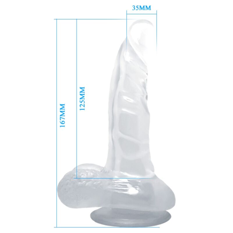 BAILE - GODE RÉALISTE AVEC VENTOUSE ET TESTICULES 16.7 CM TRANSPARENT BAILE DILDOS