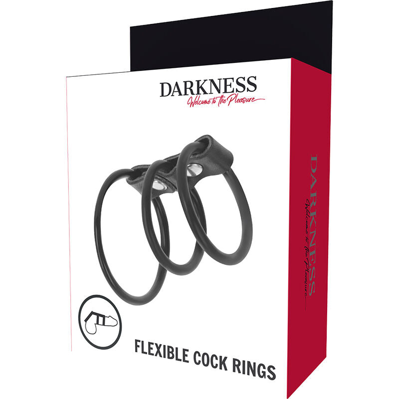 DARKNESS - ENSEMBLE DE 3 ANNEAUX PÉNIS FLEXIBLES DARKNESS BONDAGE