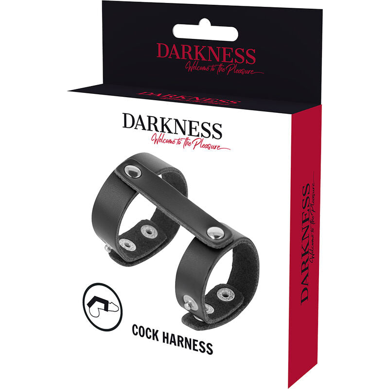 DARKNESS - ANNEAU DE PÉNIS ET TESTICULES RÉGLABLE EN CUIR DARKNESS BONDAGE