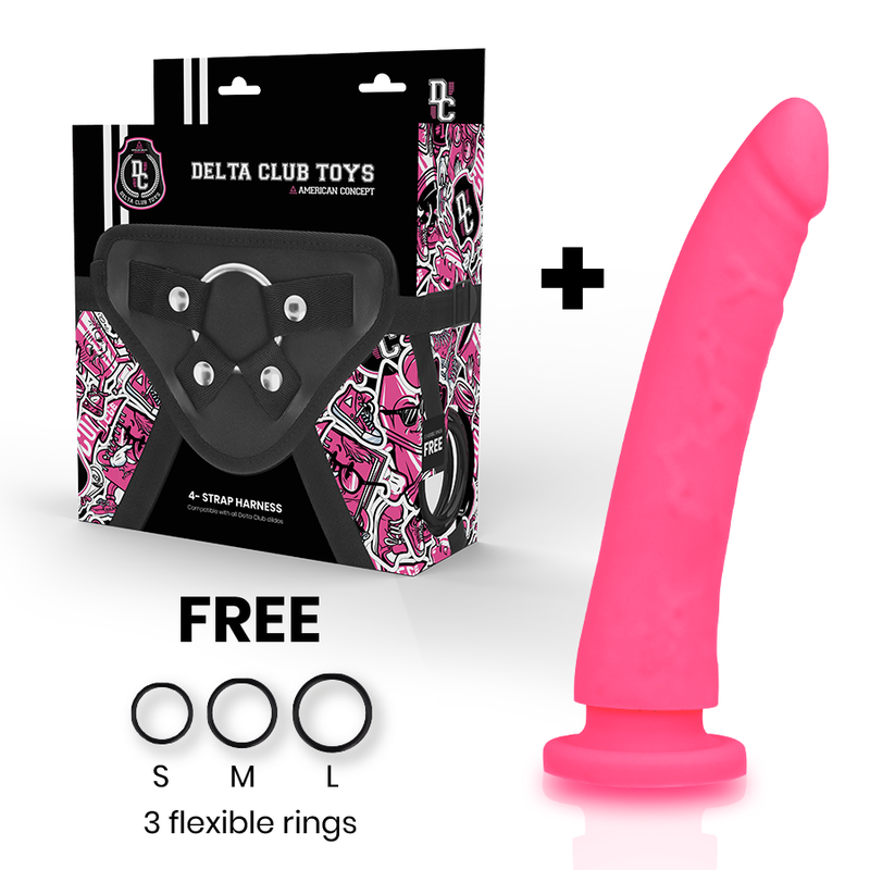 DELTA CLUB - TOYS HARNAIS + DONG SILICONE ROSE 20 CM -O- 4 CM DELTACLUB