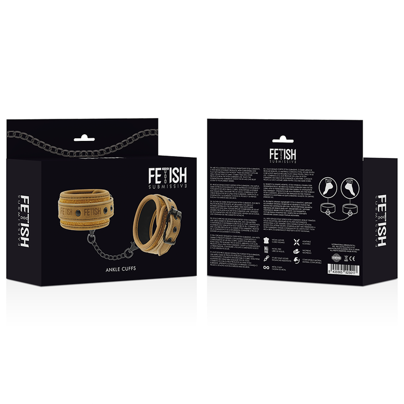 FETISH SUBMISSIVE ORIGEN - MENOTTES DE CHEVILLE EN CUIR VÉGÉTALIEN AVEC DOUBLURE EN NÉOPRÈNE FETISH SUBMISSIVE ORIGIN