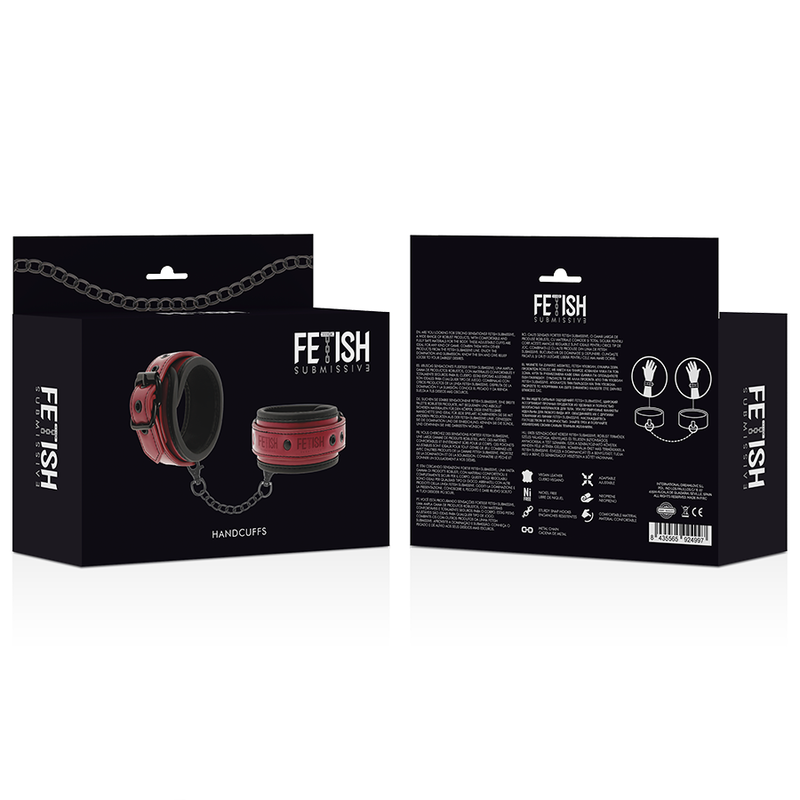 FETISH SUBMISSIVE DARK ROOM - MENOTTES EN CUIR VÉGAN AVEC DOUBLURE EN NÉOPRÈNE FETISH SUBMISSIVE DARK ROOM