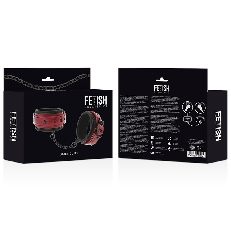 FETISH SUBMISSIVE DARK ROOM - MENOTTES DE CHEVILLE EN CUIR VÉGAN AVEC DOUBLURE EN NÉOPRÈNE FETISH SUBMISSIVE DARK ROOM