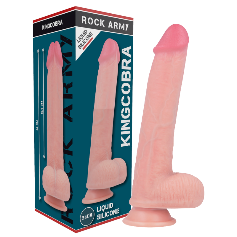 ROCKARMY - ARN S + GODE EN SILICONE LIQUIDE PREMIUM KINGCOBRA 24 CM -O- 4.77 CM ROCK ARMY