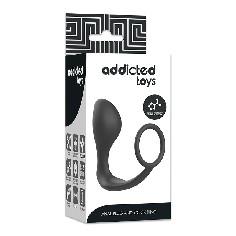 ADDICTED TOYS - PLUG ANAL AVEC ANNEAU EN SILICONE NOIR ADDICTED TOYS