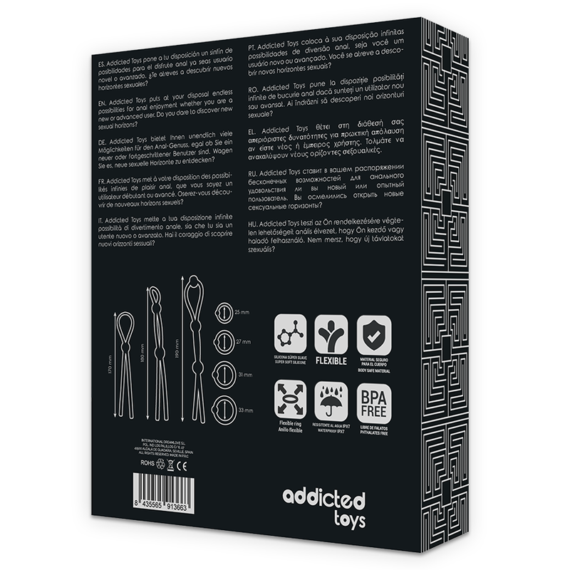 ADDICTED TOYS - ENSEMBLE DANNEAU PÉNIAL FLEXIBLE EN SILICONE 7 PIÈCES ADDICTED TOYS