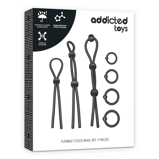 ADDICTED TOYS - ENSEMBLE DANNEAU PÉNIAL FLEXIBLE EN SILICONE 7 PIÈCES ADDICTED TOYS